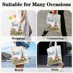Paris Cotton Tote Bag – City Travel Lovers Souvenir Gifts Reusable Shopping G…