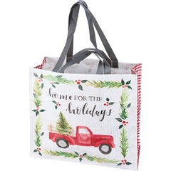 “Home For The Holidays” Watercolor Shopping Tote Bag #100-C182