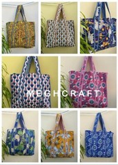 Floral Animal Print Cotton Quilted Multipurpose Tote Bag Market Bag – 10 Pcs Lot