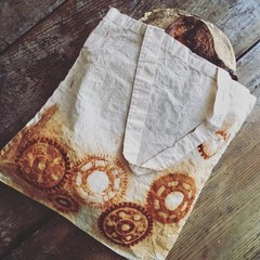 Light Cotton Tote Bag Rust Dyed Elements Handmade Book Bag Farmers Market 14×14