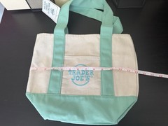 Trader Joe’s Mini Tote Bag Cotton Polyester Beige Mint Green Small
