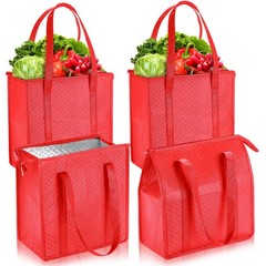 4 Pcs Insulated Grocery Bags Insulated Cooler Tote Bag Reusable Collapsible C…