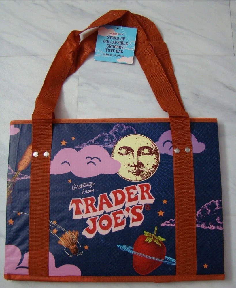 New Trader Joe’s Stand Up Collapsible Reusable Grocery Tote Shopping Bag