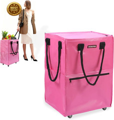 Large Rolling Grocery Bag 36 Gallon 5 Wheels 110lb Tote Laundry Zipper