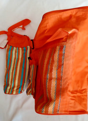 Orange Large Insulated Shopping Travel Bag Zip 13″x13″x6″W/Bottle Bag Zip-2/pc