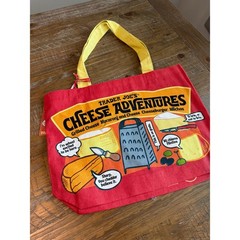 Trader Joes Cheese Adventures Experience Cotton Tote Bag Red Yellow 80578 NWT