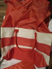AVON Striped Carry All Tote Bag Includes 3 Removable Panels Expandable Drawstrin