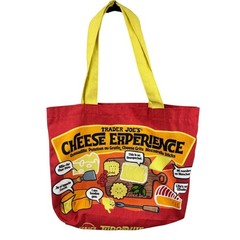 Trader Joe’s Cheese Bag Tote Unisex OS Red Yellow Cotton Canvas NWT NEW