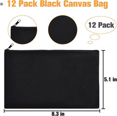 Canvas Zipper Pouch Bulk – 8.3 X 5 Inches Cotton Canvas Pouches with Zipper, Can