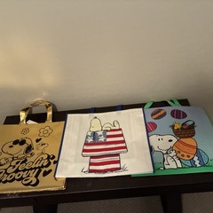 Peanuts Snoopy XL Reusable Tote Bags Easter 4th July Groovy 3 Bags New