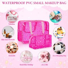 Aliceset 2 Pcs Large Clear Star Makeup Bag 12 x 5 x 8 Inch Cute Cosmetic Pink