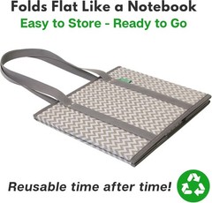 3 Pack Reusable Grocery Bags with Box Shape – Chevron