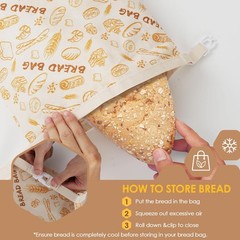 1-Pack pure cotton Reusable Beeswax Bread Bags – 10×13 Inch for 1, Off White