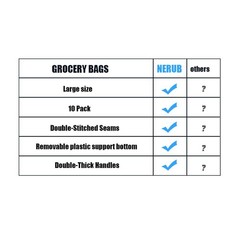 NERUB 10 Pack Reusable Reinforced Handle Grocery Bags – X-Large, Multi-color