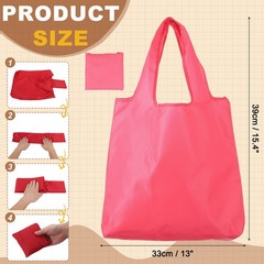 Washable Shopping Bags with Handles Bulk, Foldable Grocery Bags, Rose Red&S