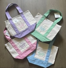 Spring 2026 Trader Joe’s Mini Pastel Canvas Tote Bag Set Of 4 NWT IN HAND