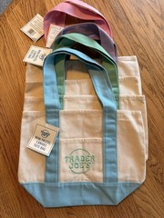 Trader Joe’s Mini Pastel Foldable Canvas Tote Bags Color Block Multicolor 4-Pack