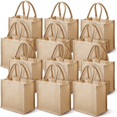 12 Pcs Burlap Jute Tote Bags with Handle Reusable Blank Bridesmaid Gift Bags …