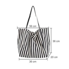 2 Pcs Lightweight Soft Casual Striped Canvas Shopping Tote Bags with Inner