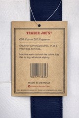 Trader Joe’s Extra Large Reusable Canvas Tote Bag Red Logo Navy Bottom NWT