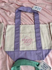 Trader Joe’s Mini Tote Bag Set of 8 Spring Pastel + Striped Mini Canvas Bags NEW