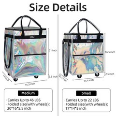 Reusable Grocery Bag Wheels Rolling Shopping Bags Handle Folding Cart