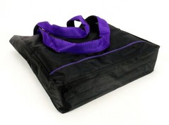 Slender Shopping Tote, Outer Pocket, Water Resistant, Black or Purple, #TB6104