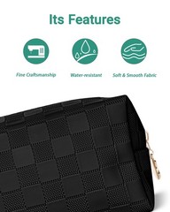 MXXUUOOM Small Makeup Bag for Purse, Checkered Travel Cosmetic black