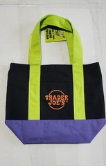 NWT – Trader Joe’s Mini Canvas Tote Bag – Black Purple Green