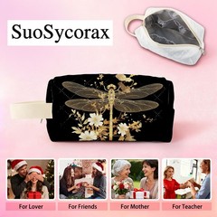 SuoSycorax Golden Dragonfly Printed Quilted Makeup Pouch One Size, bjz16901