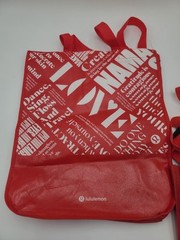 Lot of 5 Lululemon Reusable Small Shopping Tote Bags Gift Red White Black