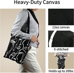 Canvas Tote Bag for Women, Aesthetic Tote Bag with Zipper Poet