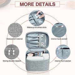 Large Makeup Bag Travel Cosmetic Case Organizer Large, Grey