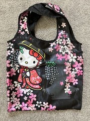Hello Kitty Japanese Kimono Cherry Blossom Shopping Reusable Bag Japan Black