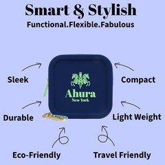 Ahura Navy Large Silicone Cosmetic Bag – Travel Makeup Bag, Coin Blue