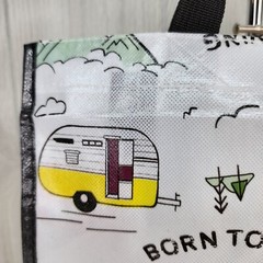 Born to RV Campground Reusable Shopping Bag 14×14 Camping Tent Theme Rving