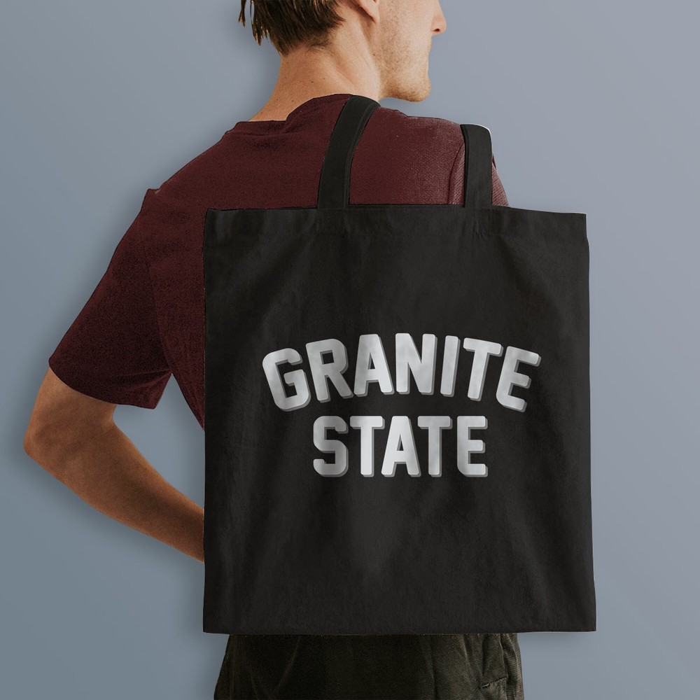 Tote Bag, Granite State New Hapshire, 100% Cotton Canvas, Large