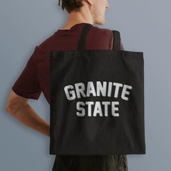 Tote Bag, Granite State New Hapshire, 100% Cotton Canvas, Large