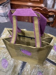 BrB Set of (5) NEW OD Green Pocketed Jute Burlap Bags Perfect Tote Market Bag