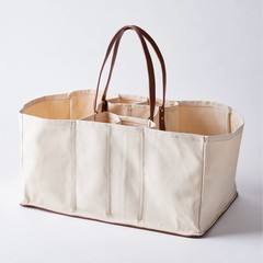 CapaBungas Large Beige Canvas Foldable Shopping Bag Organizer NEW