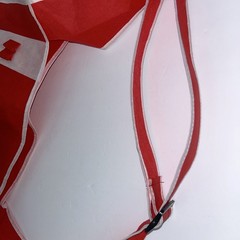 State Farm Tote Book Grocery Bag, White and Red Adjustable Strap