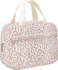 Chicarries Small Makeup Bag for Purse Cute Corduroy strawberries pink