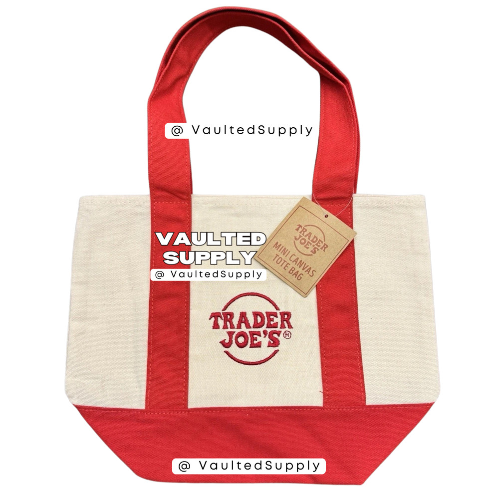 Trader Joe’s Mini Canvas Tote Bag Red • Grocery Shopper Bag • New With Tags