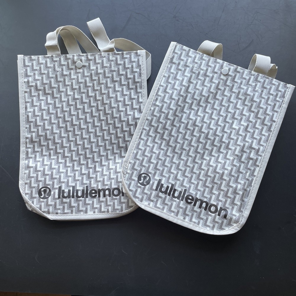Lululemon Small Holiday W/ Logo Light Reusable Shopping Bags New Goyard Gray