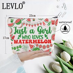 LEVLO Funny Watermelon Cosmetic Bag Fruit Lover Gift Just Full