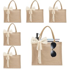 6pcs Burlap Tote Bag Set with Handles, Waterproof Reusable Blank Grocery Bags…