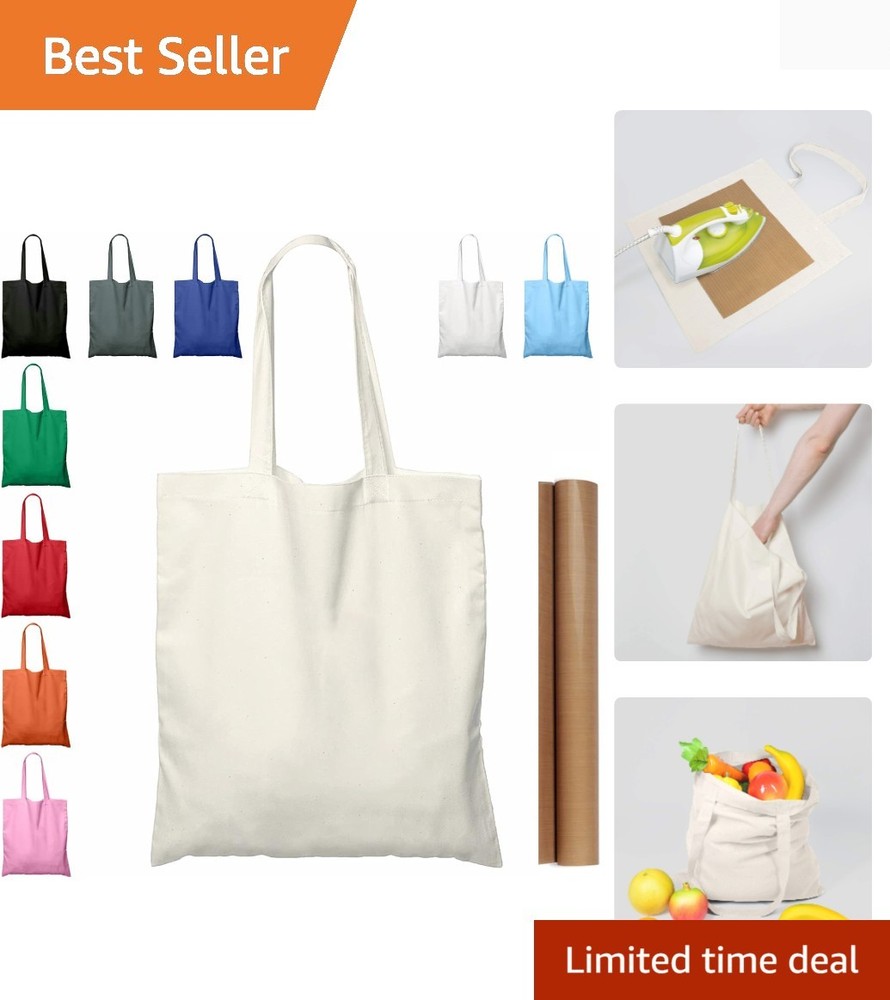 2 | 5 | 15 | 25 | 50 Pack 15” X 16” Natural Cotton Tote Bags, Lightweight B…