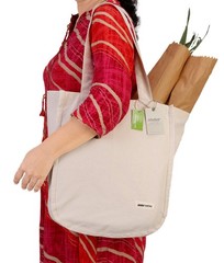 Organic Cotton Grocery Bags with Bottle Sleeve – Set of 1 Foldable & Washable…