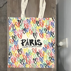 Multicolor Hearts Canvas Foldable Reusable Shopping Bag Tote Large Modern