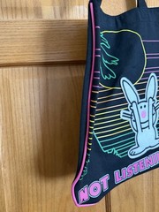 It’s Happy Bunny Jim Benton Y2K Authentic Vintage Not Listening Tote Bag